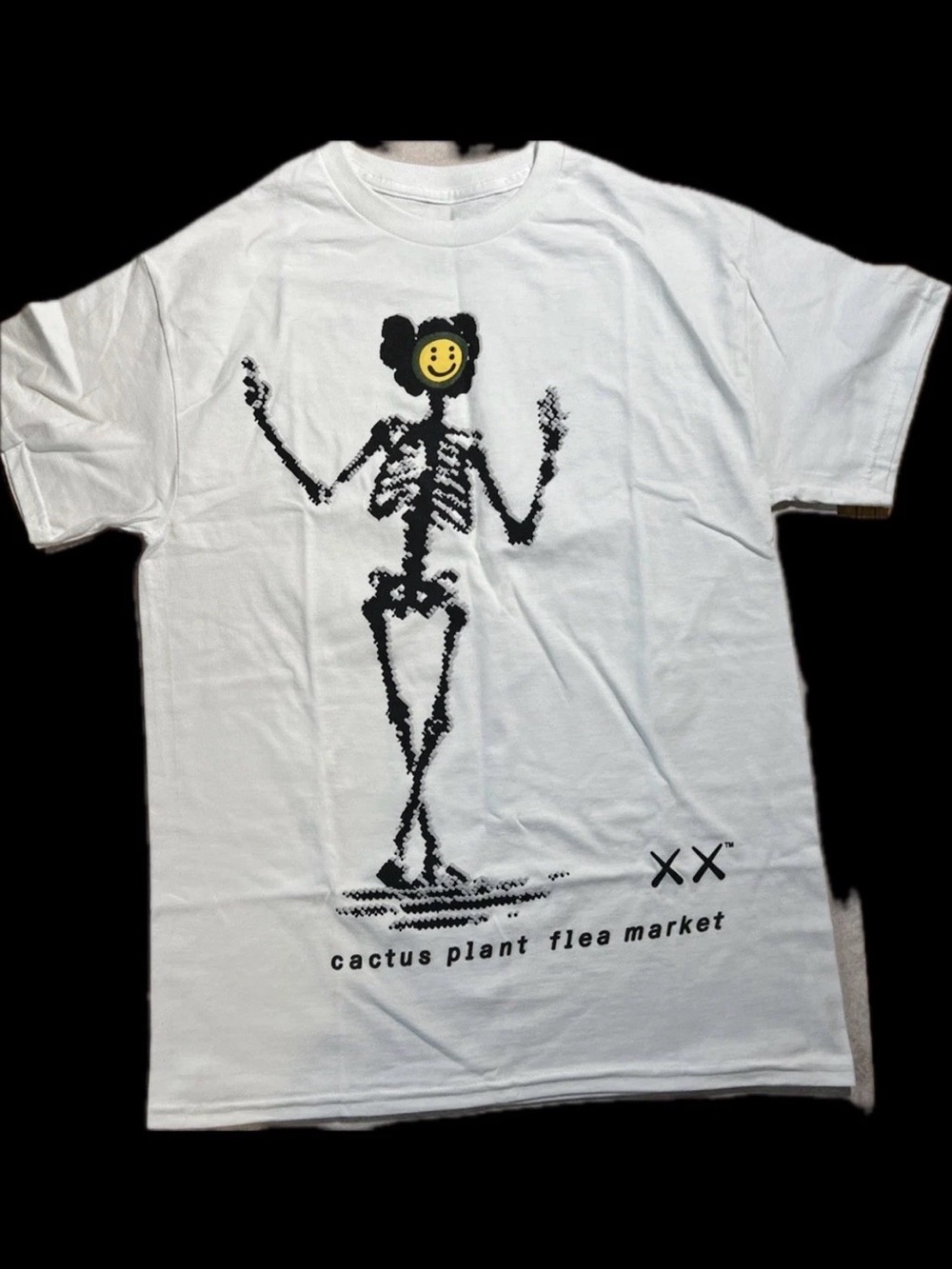 Cactus Plant Flea Market White Graphic Skeleton Smile T-Shirt